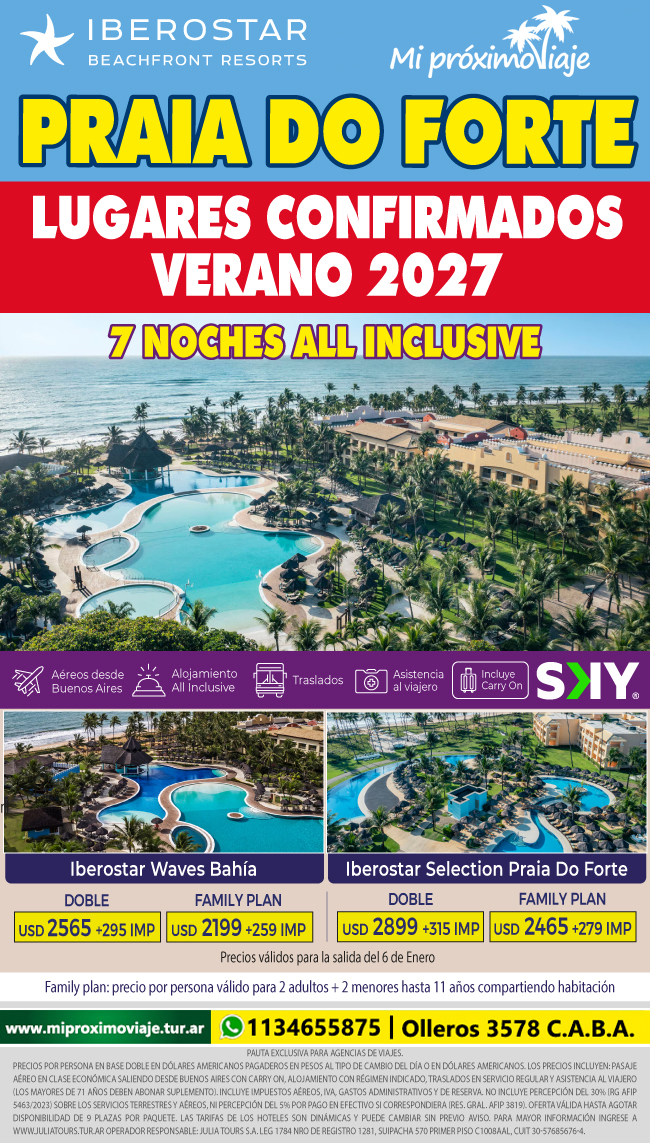 PRAIA DO FORTE con SKY - LUGARES CONFIRMADOS VERANO 2027